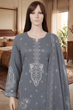 Arooj by Breeza Fashion - 3PC Unstitched Embroidered Lawn Suit (Slate Grey)
