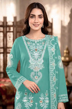 Shah Jaha by Breeza Fashion - 3PC Unstitched Embroidered Lawn Suit (Seafoam Green)