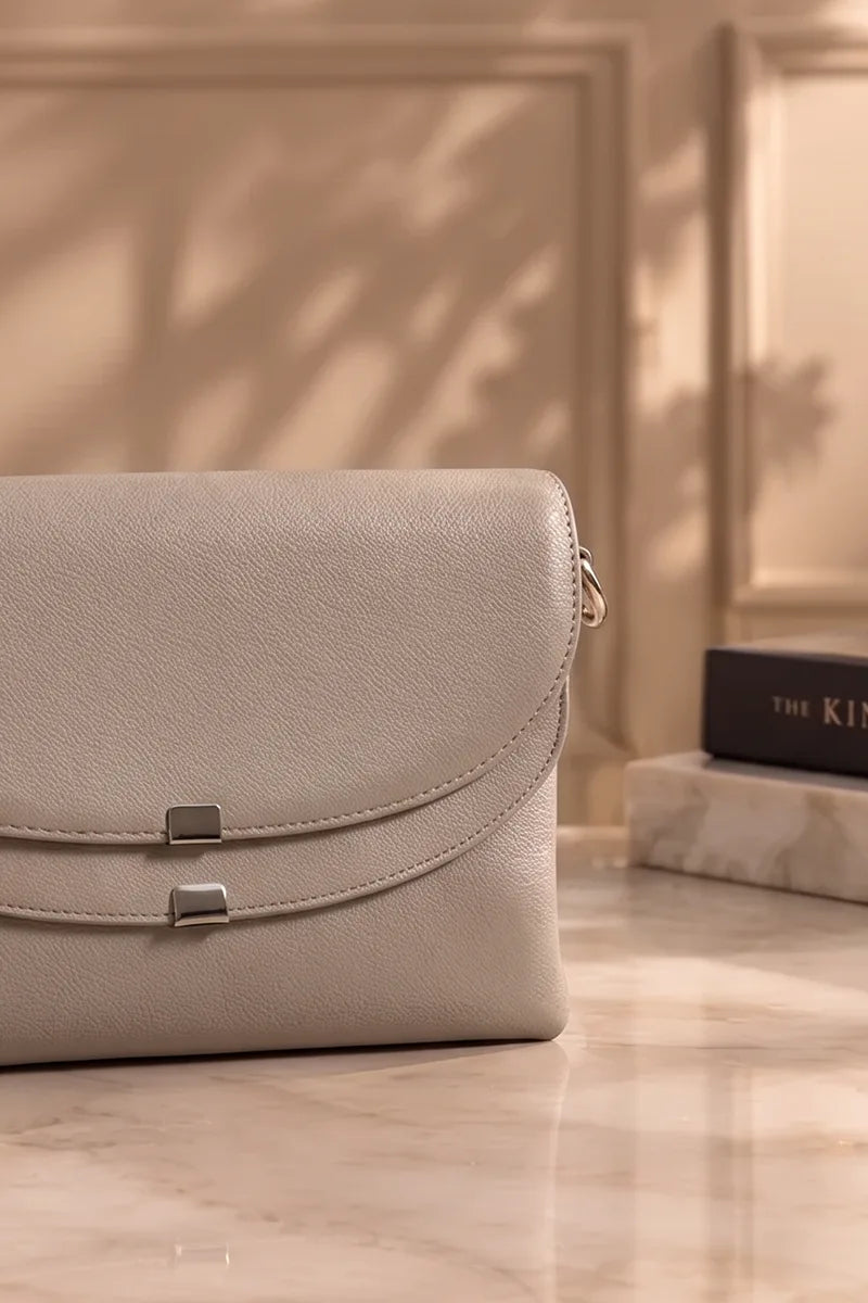 Premium Ruby leather handbag for Women (Pebble Grey)