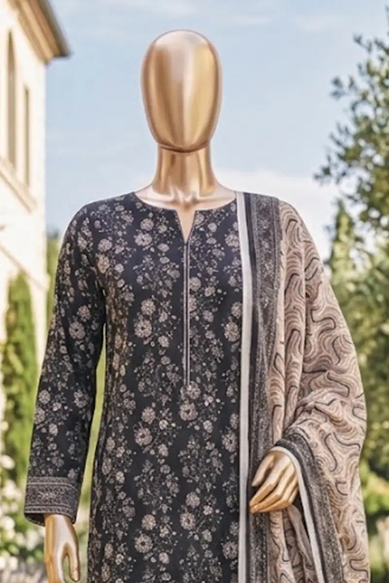 Safina Zeenat Printed Lawn 3-Piece Unstitched Suit (Dark Slate)