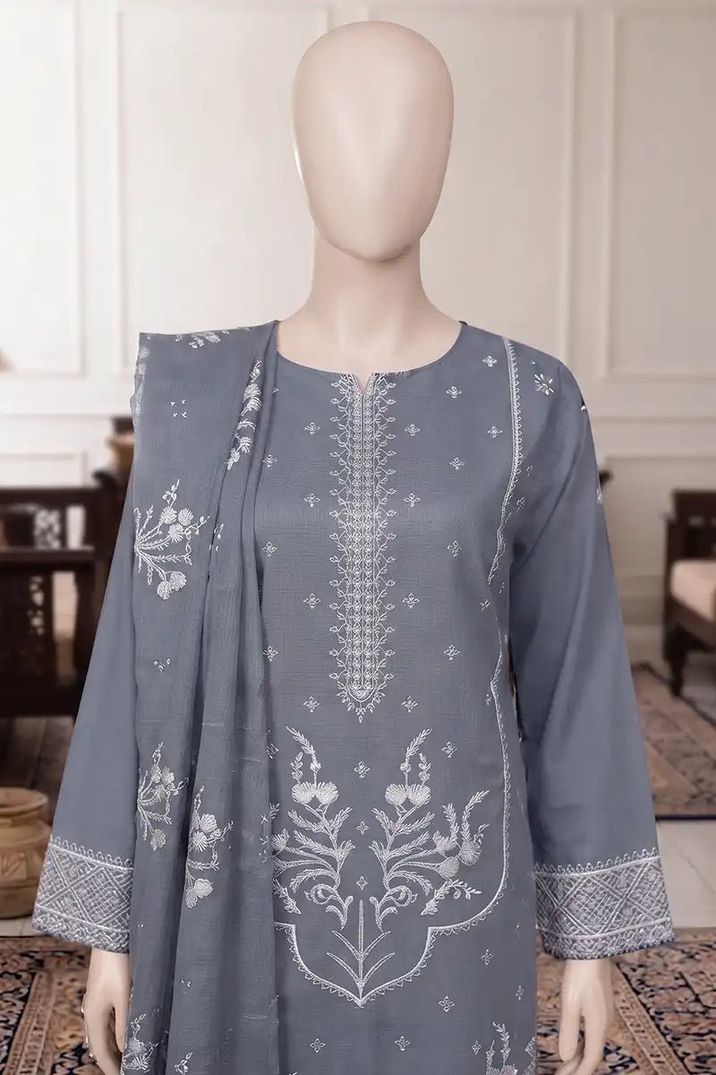 Samra by Breeza Fashion - 3PC Unstitched Embroidered Lawn Suit (Slate Grey)