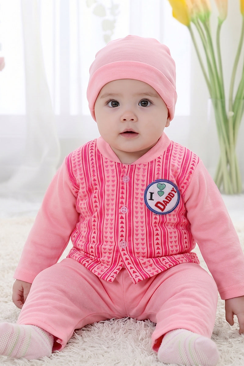 'I ❤️ Daddy' 3-Piece Footie Set with Matching Hat (0-3 Months) (Pink)
