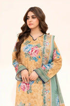 Zesh - 3PC Unstitched Embroidered Lawn Suit (Mustard Gold)