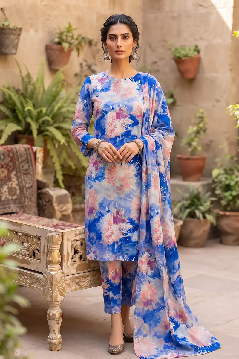 Sana Safinaz Printed Lawn Unstitched 3-Piece Suit (Cornflower Blue)