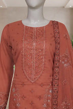 Pariyon Ki Rani by Breeza Fashion - 3PC Unstitched Embroidered Lawn Suit (Terracotta Red)