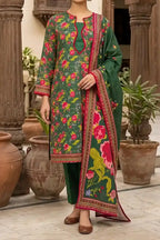 Mehar Unstitched 3-Piece Lawn Collection (Deep Moss Green)