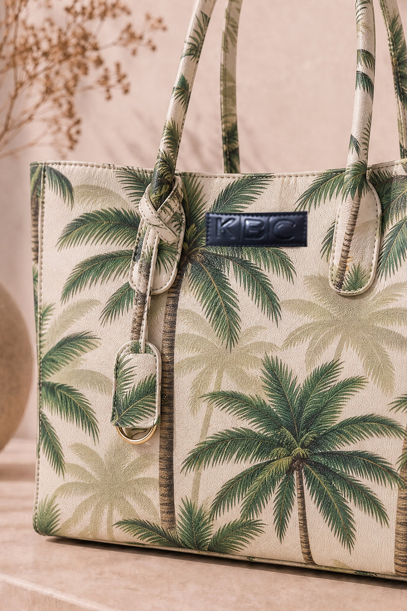 KBC - Canvas Handbags (Cream & Palm Leaf Green)