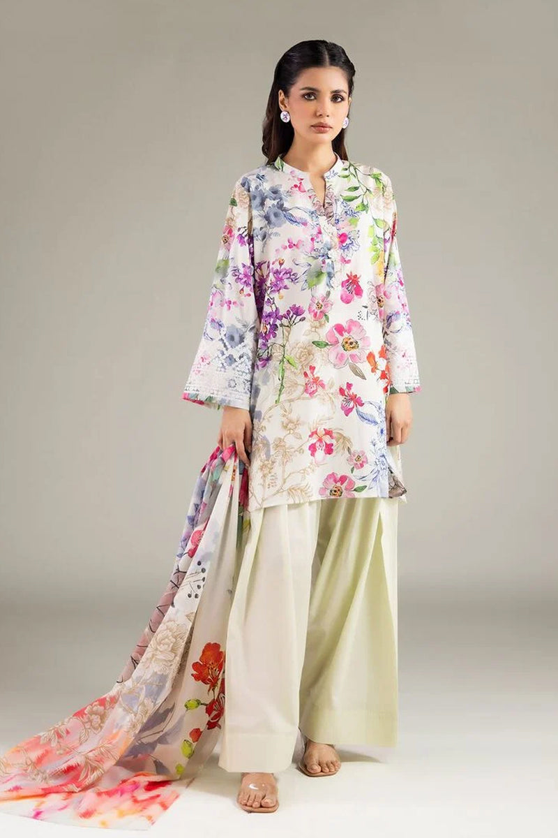 Khaadi – 3 Piece Unstitched Premium Embroidered Digital Printed Lawn Suit (Pastel Green)