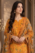 Women's Stitched Lawn 3-Piece Suit with Cutwork Dupatta (Mustard)