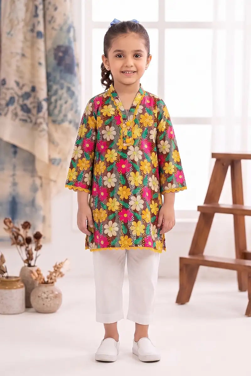Little Angel Girls Soft Cotton Printed Kurti Shirt (Multi Colors)