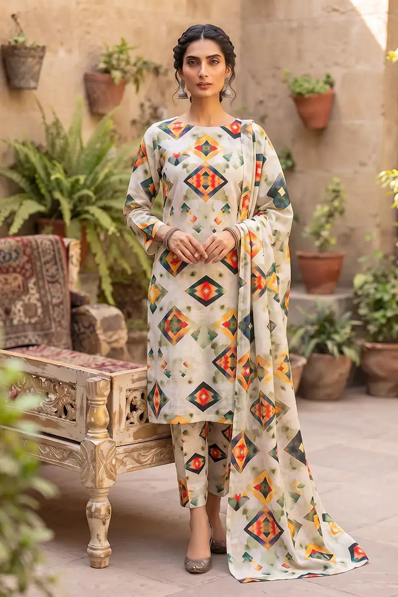 Sana Safinaz Printed Lawn Unstitched 3-Piece Suit (Fiery Orange)