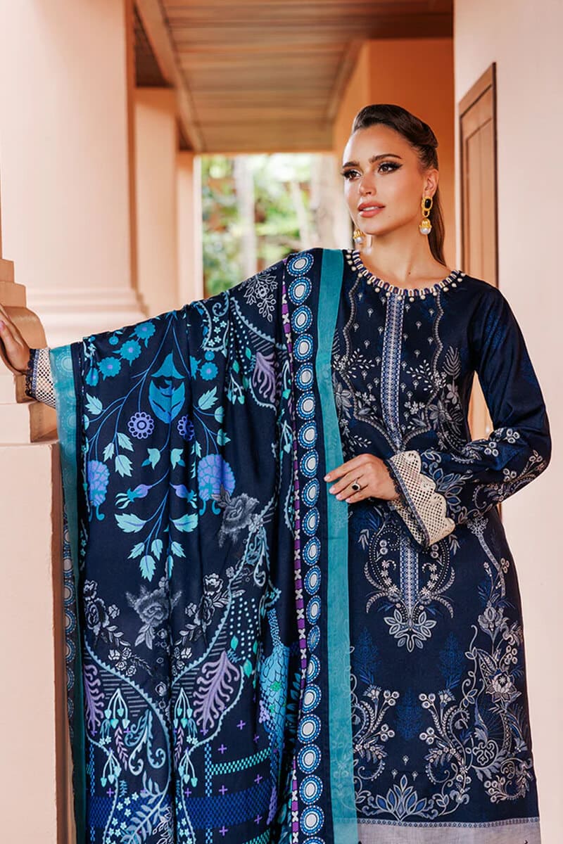Urbane By Jade Vo.4 - 3pc Unstitched Classic Printed Lawn (Deep Midnight Navy)