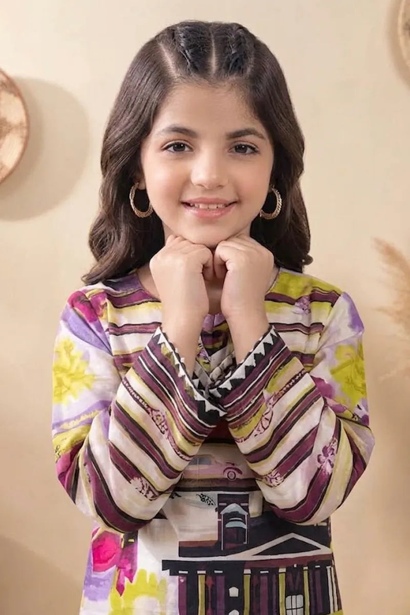 Ting Tone by Almeerah - Girls Unstitched 2-Piece Suit (Deep Purple)