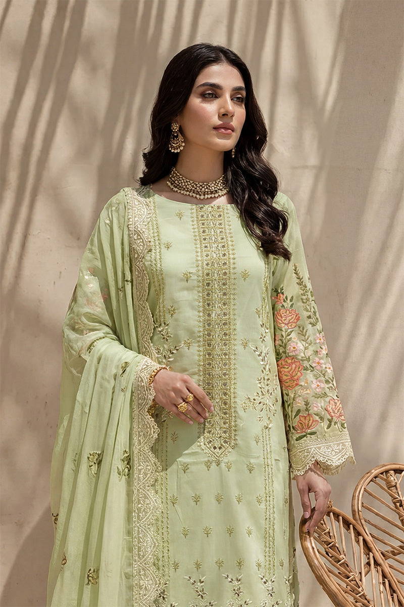 Millat - 3PC Unstitched Embroidered Lawn Suit (Soft Pale Green)