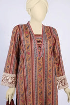 MTJ Unstitched 3-Piece Lawn Collection (Chestnut Brown)