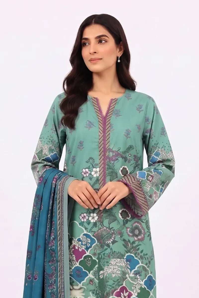Roshaan by KBC Fashion Stitched 3-Piece Lawn Suit (Soft Sage Green)