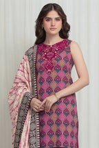 Sapphire - 3PC Unstitched Embroidered Printed Lawn Suit (Deep Berry Pink)