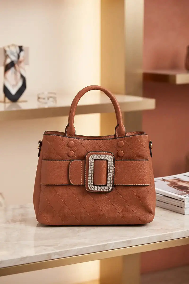 Premium Women's Imported Handbag (Saddle Brown)