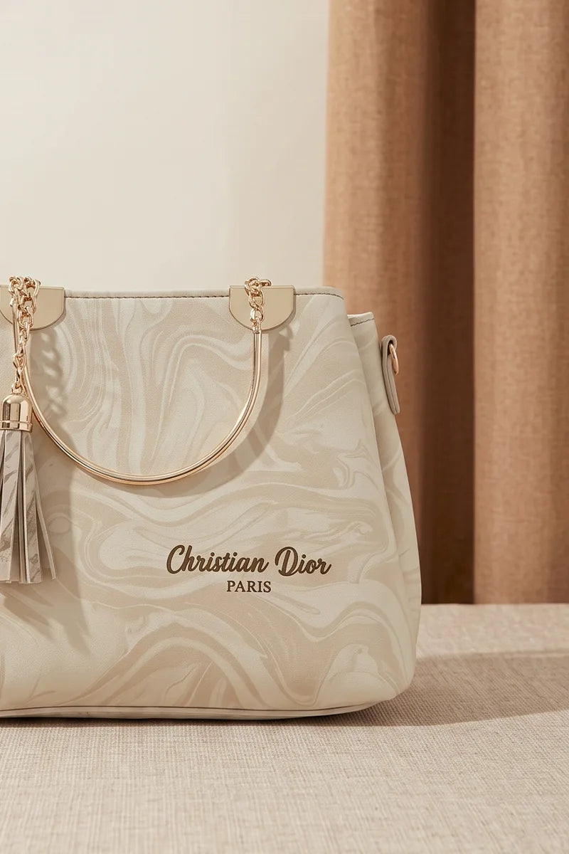 Premium Women's Fashion Handbag (Marble Vanilla)
