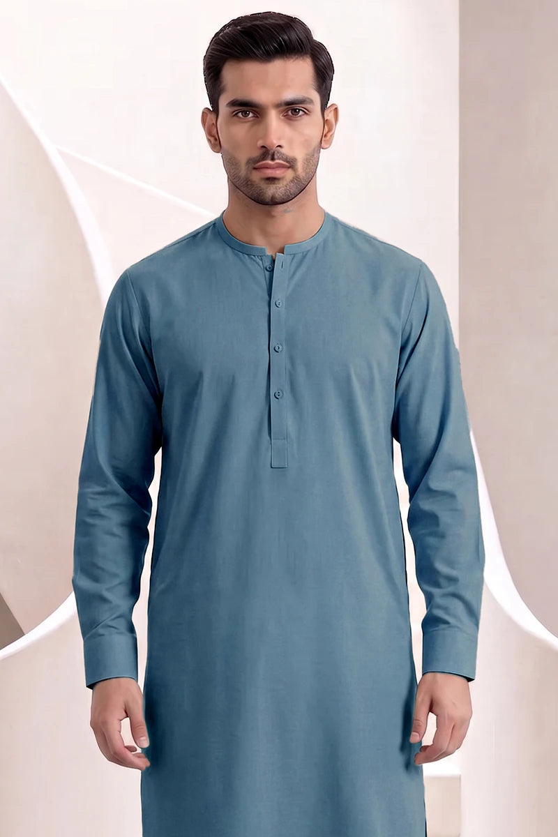 Men’s Unstitched Royal Wash & Wear Suit Fabric by KBC Fashion (Steel Blue)