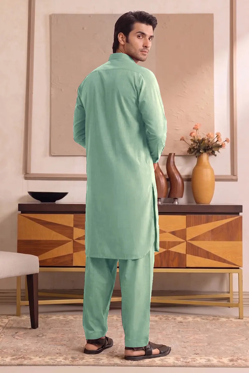 Yameen - Men’s Unstitched Cotton Fabric (Seafoam)