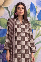 Khaadi 3-Piece Unstitched Printed Lawn Suit Set (Chocolate Brown)