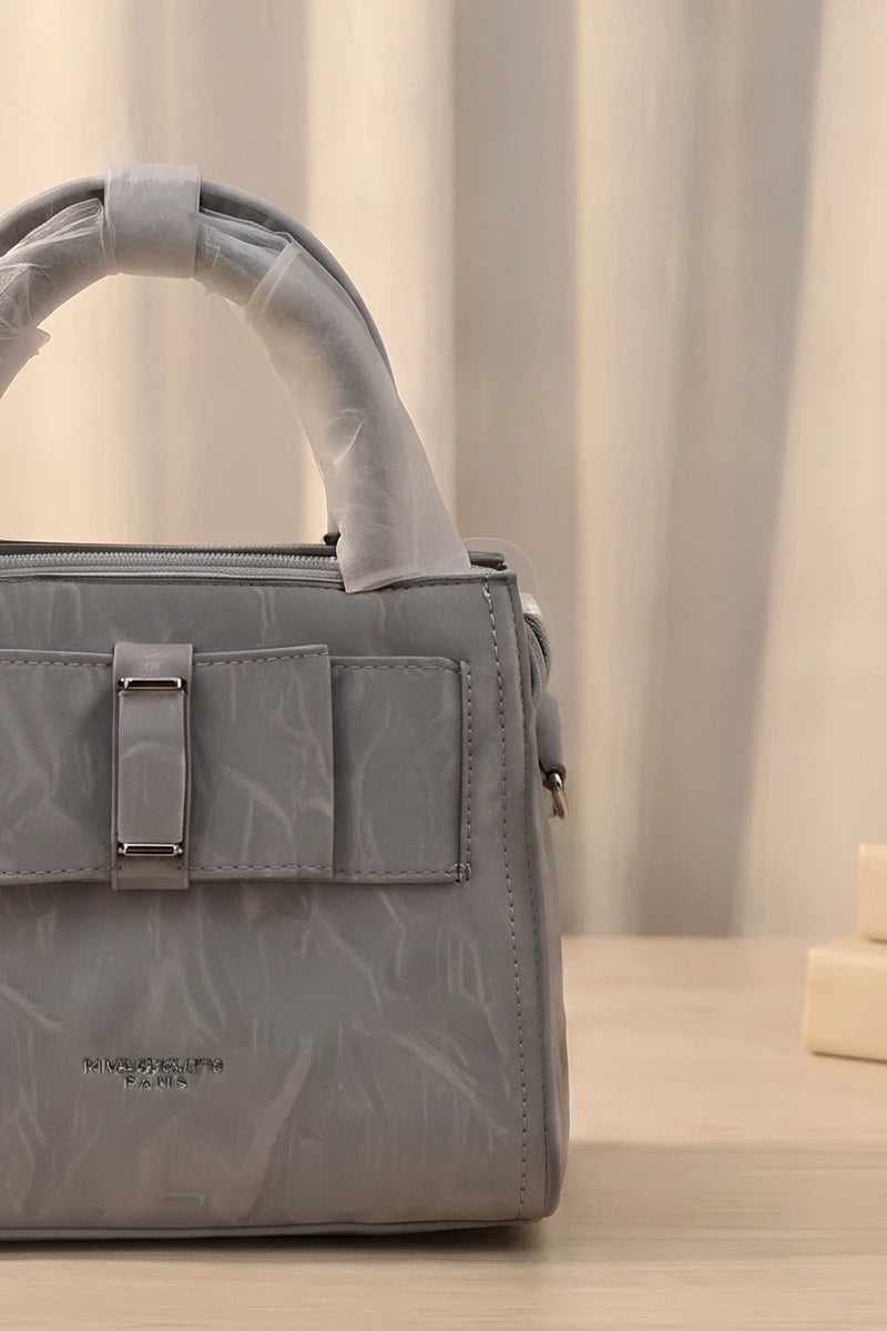 Elegance Structured Faux Leather Shoulder Bag (Cool Soft Grey)