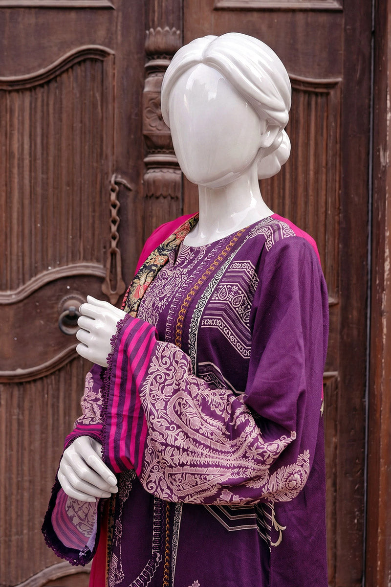 Aryana By KBC Fashion - 3PC Unstitched Printed Lawn Suit (Violent & Dark Pink)