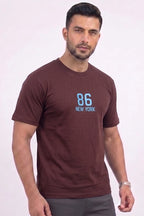 New York 86 - Men's Casual Crew Neck T-Shirt (Brown)