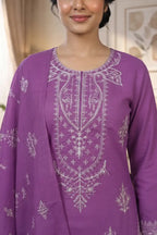 Gulmeher by Breeza Fashion - 3PC Unstitched Embroidered Lawn Suit (Purple)