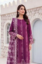 Zesh - 3PC Unstitched Embroidered Lawn Suit (Mulberry)