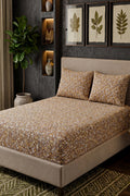 Premium Cotton Fitted Bed Sheet Set By KBC Fashion (Rust Brown)