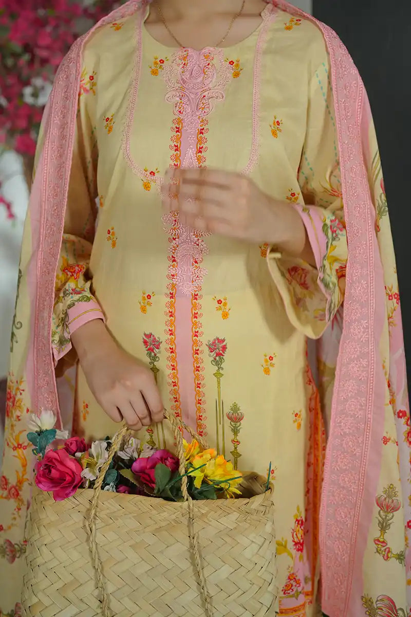 Mehrun by KBC Fashion Unstitched 3-Piece Lawn Collection (Soft Butter Yellow)