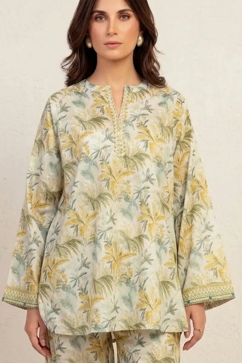 Edenrobe Allure Special Unstitched Khaddar 2-Piece Same Print Suit (Mint Green)