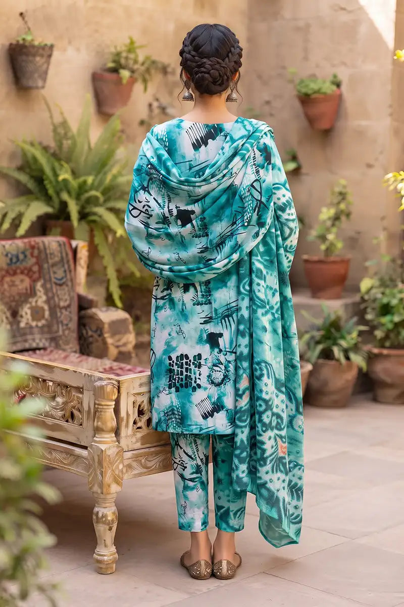 Sana Safinaz Printed Lawn Unstitched 3-Piece Suit (Deep Teal Green)