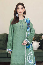 Emerald By Johra - 3 Piece Unstitched Embroidered Chikankari Lawn Suit (Muted Olive Green)