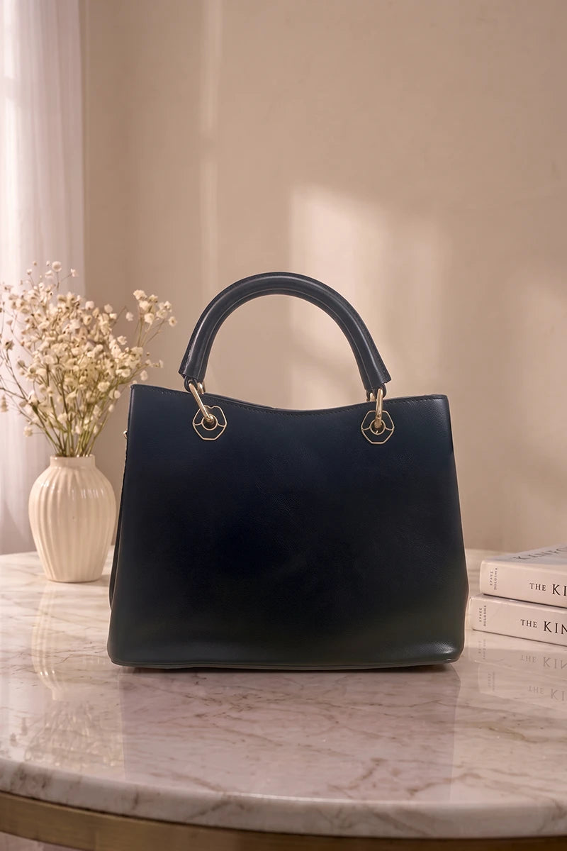 Imported Women's Structured Handbag (Midnight Black)