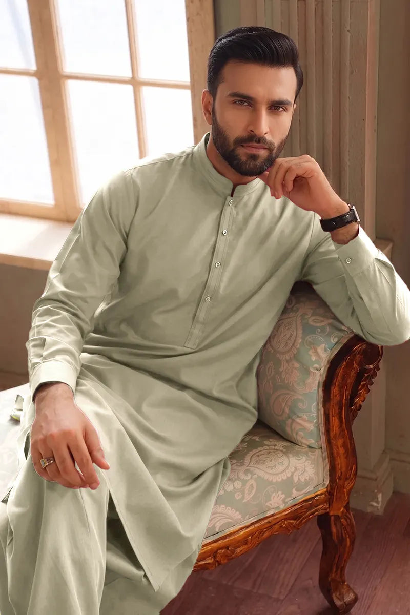 Men’s Wash & Wear Unstitched Fabric By KBC Fashion (Pistachio Green)