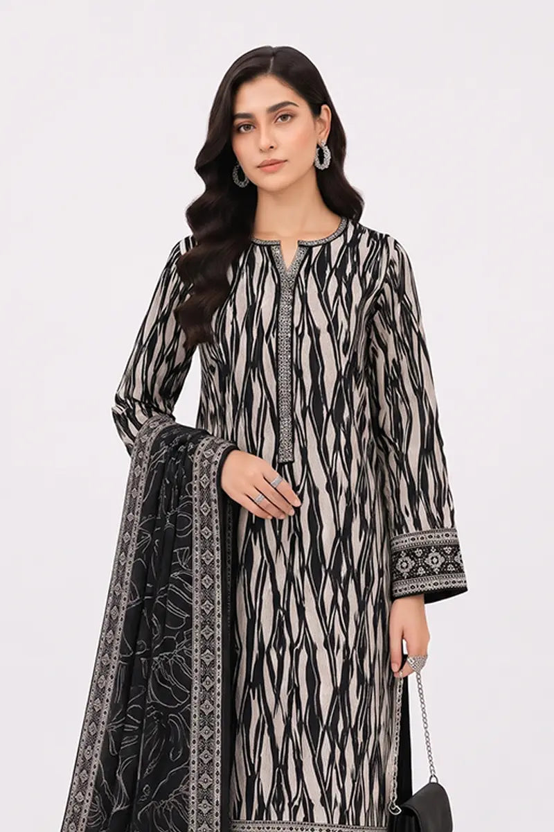Khaadi Pre-Fall Cambric Series V-6 - 3PC Unstitched Suit (Jet Black)