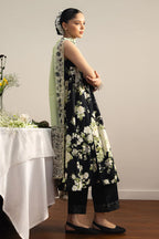 COCO By Zara Shahjahan - 3-Piece Unstitched Printed Lawn Suit (Midnight Black & Pale Cream)