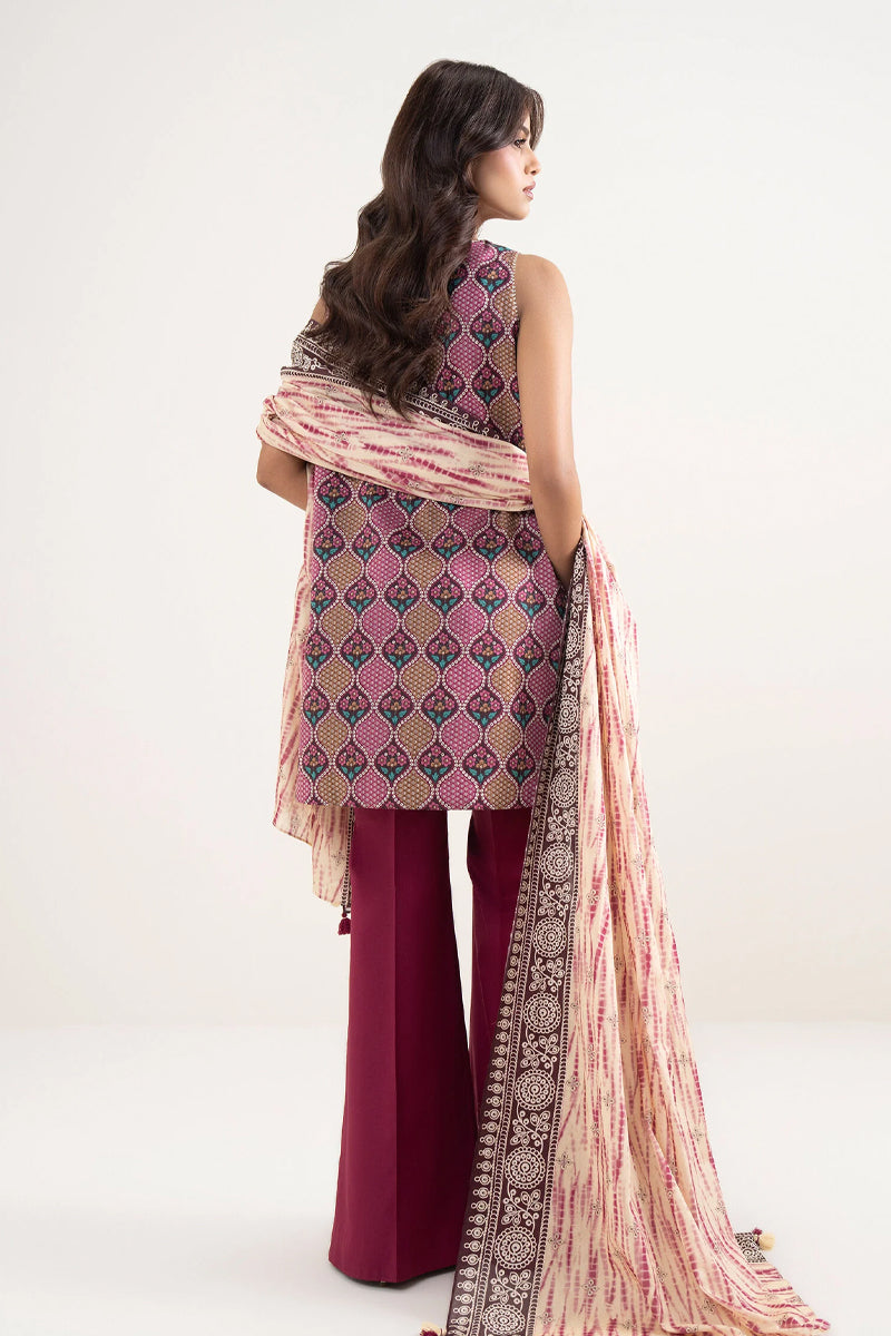 Sapphire By KBC - 3PC Unstitched Digital Printed Lawn Suit (Deep Berry & Mauve)