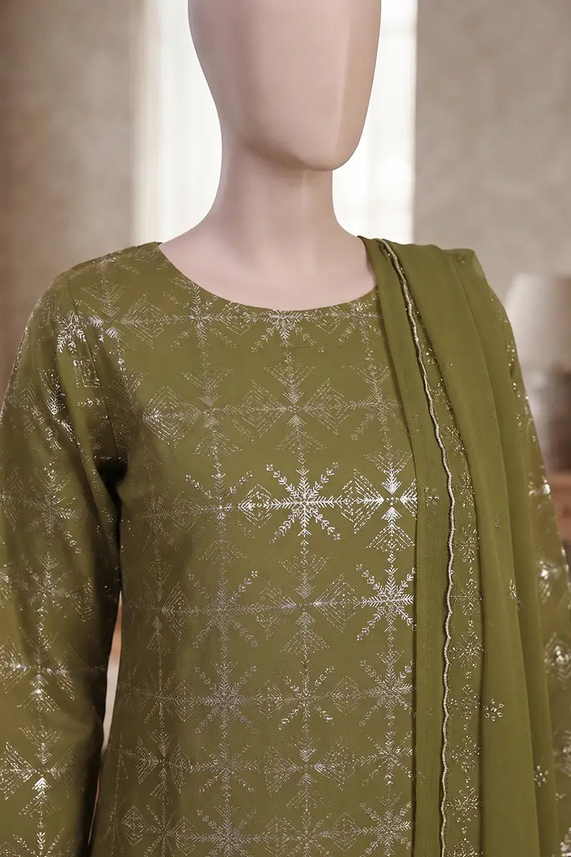 Breeza by Breeza Fashion - 3PC Unstitched Embroidered Lawn Suit (Olive Green)