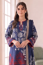 Roshaan by KBC Fashion Stitched 3-Piece Lawn Suit (Deep Slate Blue)