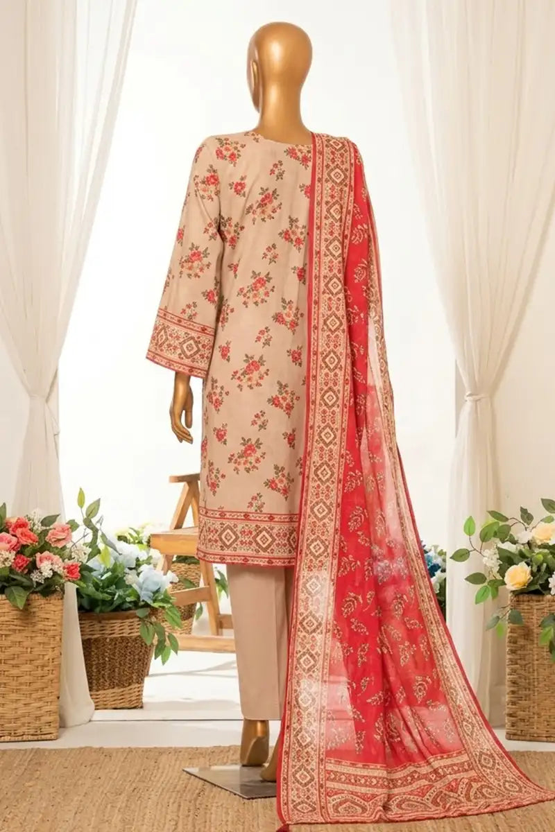MTJ Unstitched 3-Piece Lawn Collection (Crimson)