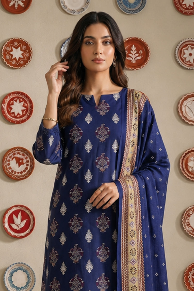 Nishat - Unstitched 3pc Printed Lawn (Deep Blue)