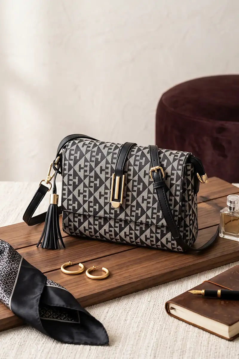 Premium Women's Imported Handbag (Jet Black)