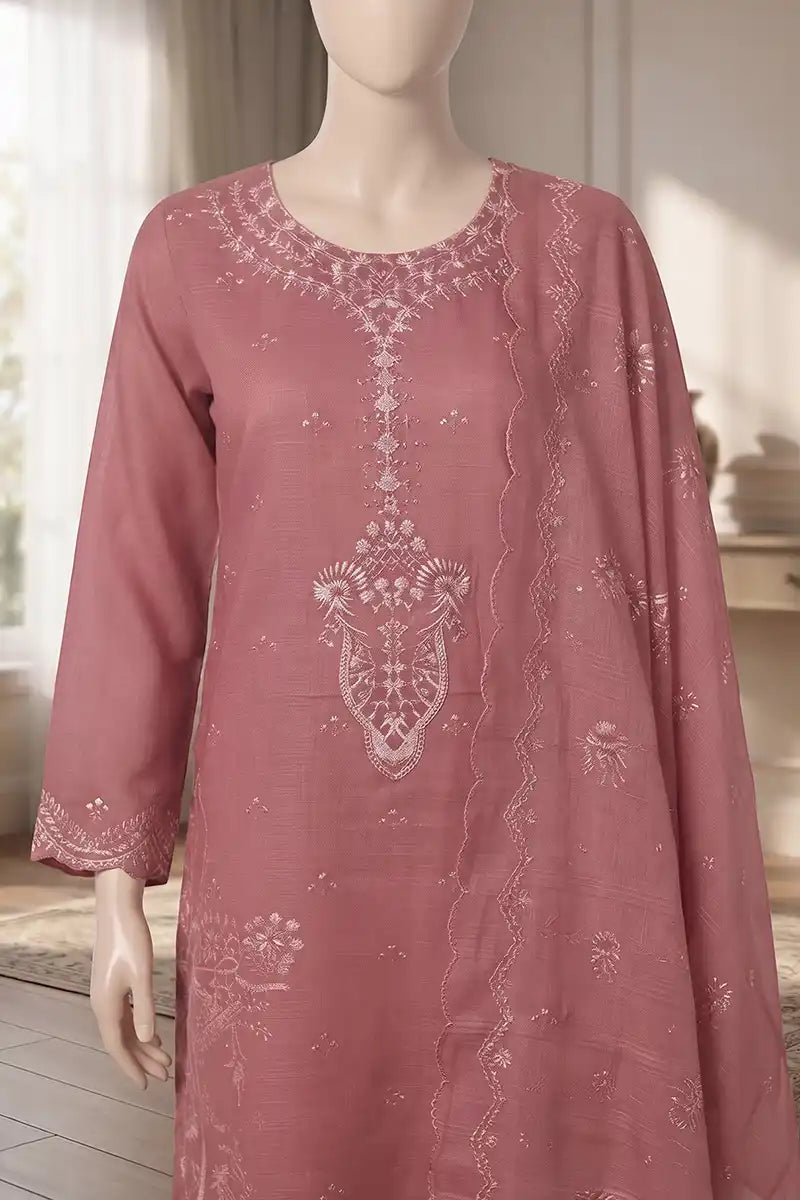Roshan by Breeza Fashion - 3PC Unstitched Embroidered Lawn Suit (Dusty Pink)
