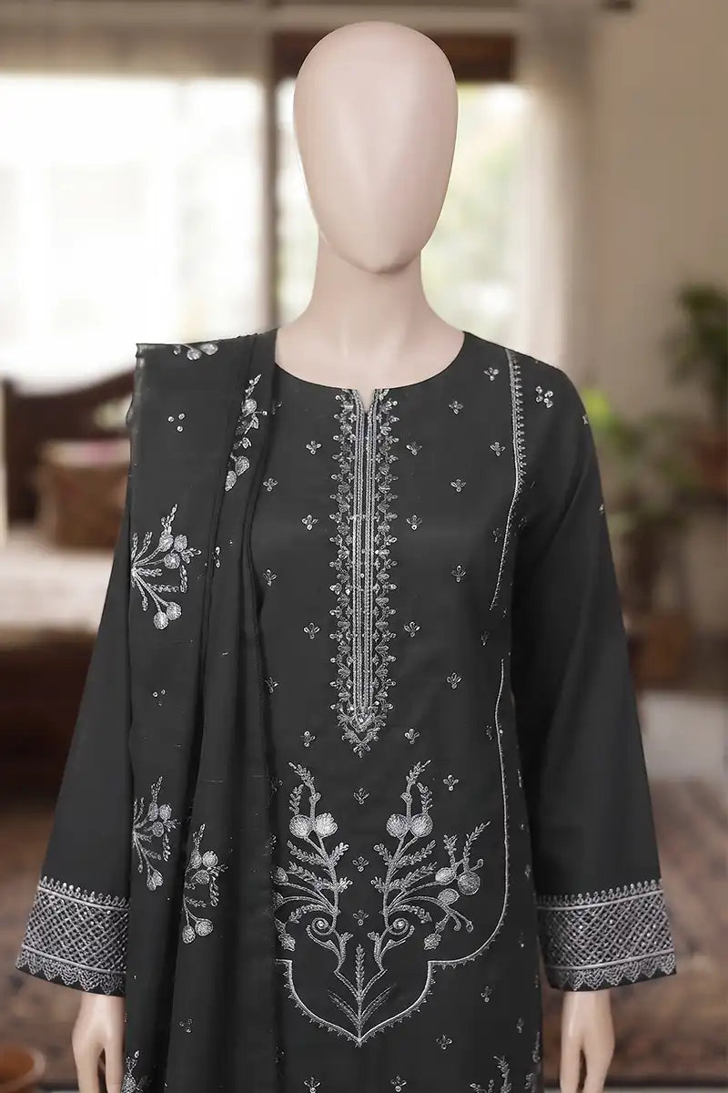 Samra by Breeza Fashion - 3PC Unstitched Embroidered Lawn Suit (Jet Black)