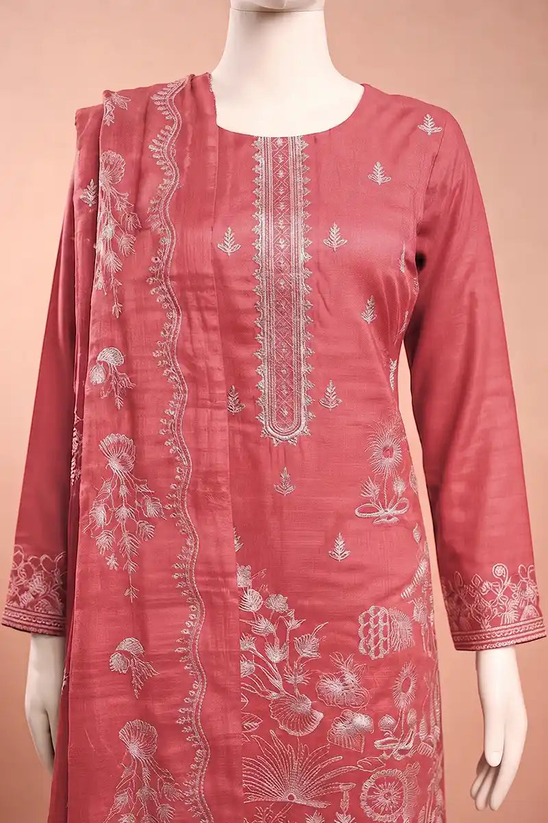 Elanza by Breeza Fashion - 3PC Unstitched Embroidered Lawn Suit (Pink)