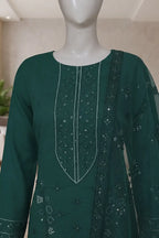 Pariyon Ki Rani by Breeza Fashion - 3PC Unstitched Embroidered Lawn Suit (Bottle Green)